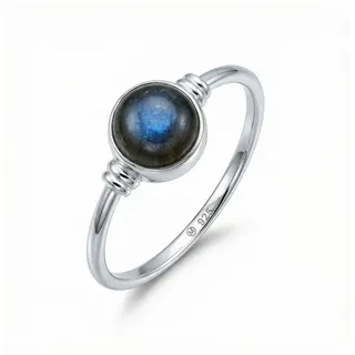 mantraroma Silberring TOLU aus 925 Silber mit Labradorit (Ring mit Schmuckbeutel), Damenring aus 925er Silber blau 48