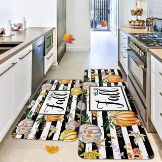 ACAREY Herbstdeko Fußmatte, 2 Stück Herbst Kürbis Deko Fußmatte, Herbst Dekoration Fußmatte Willkommensmatte Für Innen Außen Deko, Bunt Teppich rutschfeste Für Schlafzimmer, Wohnzimmer, Küche (Fall)