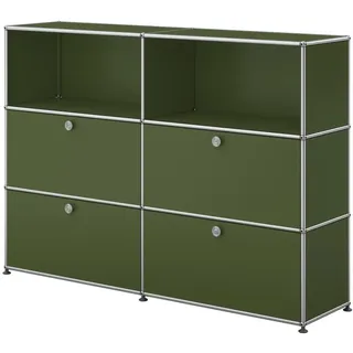 USM Haller Sideboard mit 4 Klapptüren und 2 offenen Fächern Olivegrün