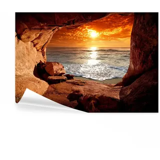 decomonkey Fototapete Meer Strand, 300x210 cm, Sonnenuntergang Landschaft