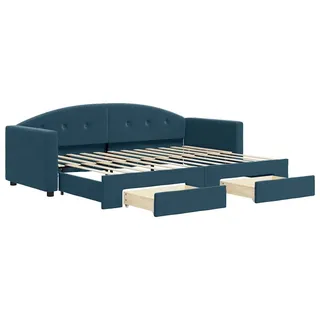 vidaXL Bett Tagesbett Ausziehbar mit Schubladen Blau 80x200 cm Samt blau