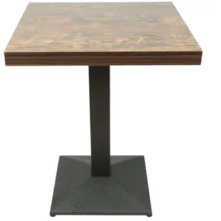 ShiShi Industrieller Retro-Esstisch, Höhe 75 cm, quadratischer Küchentisch, Küchentisch aus Metall und Holz, Bistrotisch für 1-4 Personen (braun-schwarz, D2, 60 x 60 x 75 cm)