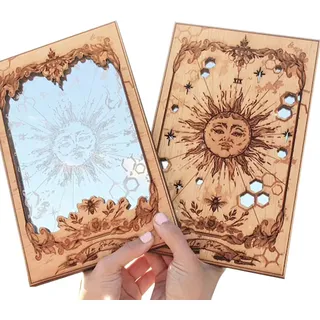 Tarot-spiegel Aus Holz, 19. Jahrhundert, Sonne, Esoterische Wohndekoration