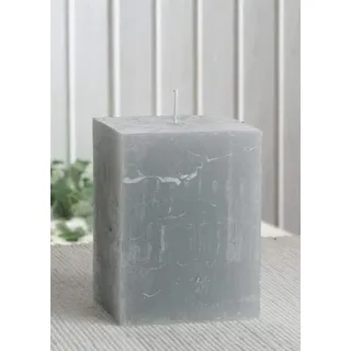 CandleCorner Rustik-Kerzen: Eckige Stumpenkerze, Grau, 10 x 7,5 cm, Unparfümiert
