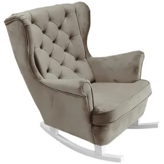 DomoHome Schaukelsessel, Grau, Holz, Echtholz,Buche, Rechteckig, 81x102x95 cm, Wohnzimmer, Sessel, Schaukelstühle