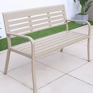 Gartenbank, Aluminium Bank Garten mit Rückenlehne und Armlehne, 2-Personen-Terrassenbank, Wetterfest, Einfaches und Modernes Design, Sowohl für Den Außen- Als Auch für Den Innenbereich Geeignet ( Colo