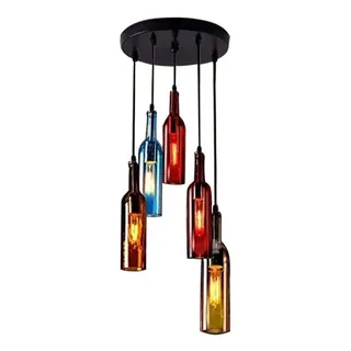 Modern Pendelleuchte Retro Bunte Weinflasche Pendelleuchte Rustikale Industrielle Glasflasche Kronleuchter Einstellbare Restaurants Hängelampe for Wohn-/Esszimmer Küche Insel Bar Club Schlafzimmer ( C