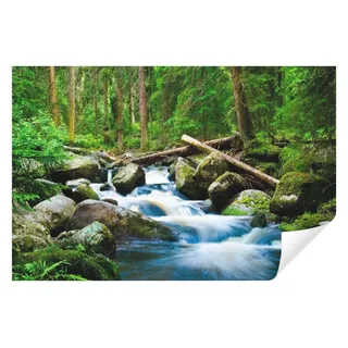 Wallarena Fototapete Wald Wasserfall Natur Wohnzimmer Schlafzimmer Vlies Tapete, Premium Halbmatt Glatt Vlies, Landschaft, Wald, Natur, (Packung, Vlies Fototapete), Fototapete Wohnzimmer Schlafzimmer - Vliestapete inklusive Kleister 3.5 m x 2.5 m