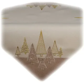 texpot Tischdecke Tischläufer Stickerei Tannenbäume Winter Weihnachten Deko (1-tlg) beige Quadratisch | 85 cm x 85 cm