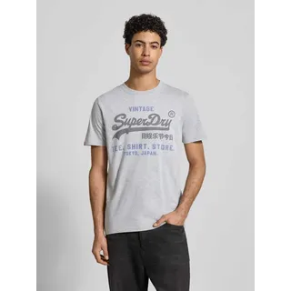 Relaxed Fit T-Shirt mit Logo-Stitching Modell 'Heritage', Mittelgrau, L