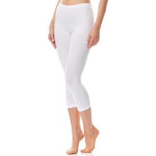 Antie Leggings Damen 3/4 Capri Hose aus Baumwolle AN60-101 (1-tlg) elastischer Bund weiß XS