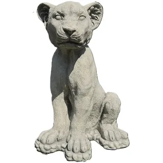 Löwenjunges, Skulptur aus Steinguss für den Garten Frostfest 45 cm Hoch Löwen Baby