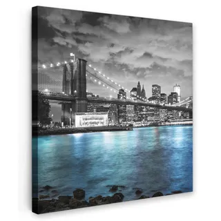 LEINWANDBILD New York - Skyline - Stadt - Blau Wandbild Wohnzimmer 50x50 cm