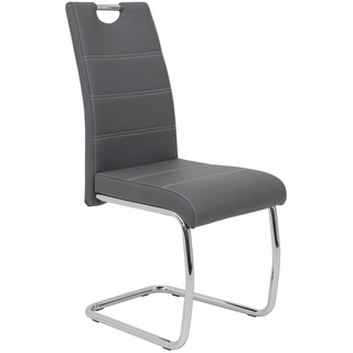Hela 4er Set Hela Freischwinger Flora Lederoptik Grau