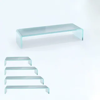bijon TV Aufsatz Glas Bildschirm-Erhöhung | PC Monitor-Erhöhung, Schreibtisch-Aufsatz für Laptop Erhöhung, Monitor-Erhöhung | (B/T/H) 800x300x130mm - Satin