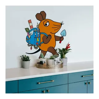 Die Maus Wandtattoo Kinderzimmer Wandbild Junge Deko Mädchen Kindergarten Wanderung, selbstklebend, entfernbar bunt 30 cm x 35 cm