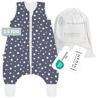 emma & noah Baby Schlafsack mit Füßen 2.5 TOG, Strampelsack für den Herbst und Winter, Bio-Baumwolle, OEKO-TEX Zertifiziert, Kuscheliger Schlafsack für Neugeborere (Punkte Blau, 80 cm)