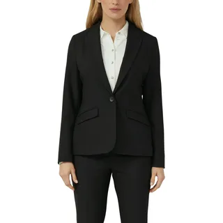 Jackenblazer S.OLIVER BLACK LABEL, Damen, Gr. 36, schwarz, Web, Obermaterial: 62% Polyester, 33% Viskose, 5% Elasthan. Futter: 100% Polyester, unifarben, tailliert hüftbedeckend, V-Ausschnitt, Blazer, mit 1-Knopf-Verschluss und Viskose-Stretch
