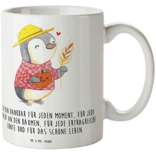 Mr. & Mrs. Panda Tasse Erntedankfest Pinguin - Weiß - Geschenk, Herbst Motiv, Tasse, Tasse S, Keramik, Herzberührende Designs weiß