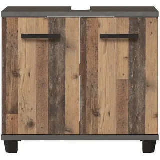 freiraum Waschbeckenunterschrank Veris 2 Türen, Old-Wood Vintage Dekor / Betonoptik - 68,6x62x34,8cm B/H/T grau
