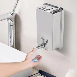 1000ml Seifenspender für die Wandmontage Handseifenspender 304 Edelstahl Manueller Flüssigseifenspender Ideal für Hotels Toiletten Bäder und andere gewerbliche und häusliche Räume