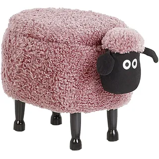 Beliani Hocker Sheep Stoff 55 x 40 x 35 cm Rosa