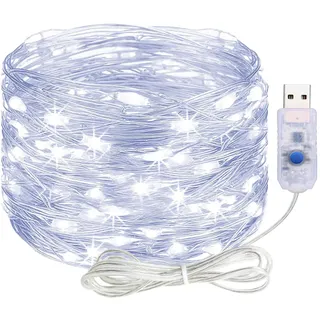 ALEGRE® USB Lichterkette mit Timer, 4M 40 LED Kupferdraht Lichterkette Innen mit Stecker, Kaltweiß Led Lichterketten USB mit Timer, Fairy Lights für Weihnachten Deko, Halloween, Hochzeit, Schlafzimmer
