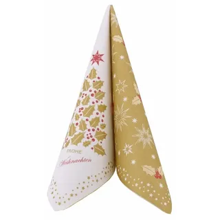 APARTina 50 Weihnachtsservietten 40x40 stoffähnlich - ILEX, Servietten Weihnachten, Winterservietten, hochwertige Tisch Deko für Weihnachtsfeiern oder Adventsfeste (Gold)