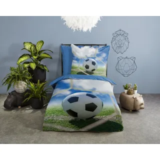 Good Morning Maurits Fußball Baumwolle Blau 135 x 200 cm + 80 x 80 cm