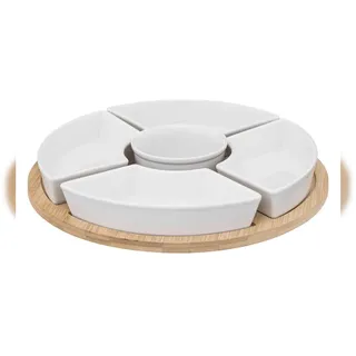 SECRET DE GOURMET - Rundes 6-teiliges Snack-Set aus weißem Bambus