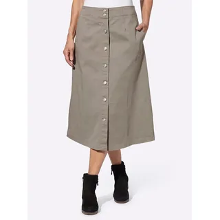 Jeansrock CLASSIC BASICS, Damen, Gr. 27, grau (taupe), 81% Baumwolle, 17% Polyester, 2% Elasthan, 97% Baumwolle, 3% Elasthan, unifarben, wadenlang, Röcke Jeansrock