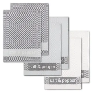 Dyckhoff Geschirrtuch DYCKHOFF "Salt & Pepper, Maße je Tuch ca. 50x70 cm", grau, B:50cm L:70cm, 100% Baumwolle, Geschirrtücher, Geschirrtuch, mit drei verschiedenen Motiven