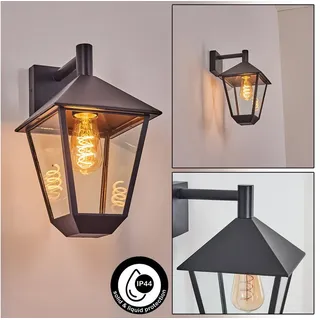hofstein Außen-Wandleuchte Wandlampe abwärts in antikem Look aus Metall/Glas in Schwarz/Klar, ohne Leuchtmittel, Wandleuchte E27, Hof, Landhaus Außenleuchte, IP44, ohne Leuchtmittel schwarz