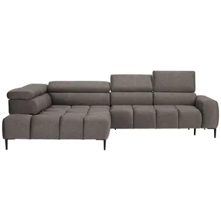 Welnova Ecksofa, Greige, Metall, Uni, 5-Sitzer, Ottomane links, L-Form, 300x216 cm, Made in EU, Typenauswahl, Stoffauswahl, seitenverkehrt erhältlich, Hocker Rücken echt, Wohnzimmer, Sofas & Couches, Wohnlandschaften, Ecksofas