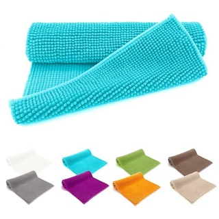 heimtexland Badematte Badvorleger Chenille Badteppich Duschvorleger, rutschhemmend beschichtet, Fußbodenheizung geeignet, fußbodenheizungsgeeignet, saugstark, schnell trocknend, strapazierfähig, rutschfest, Polyester, rechteckig, 60x90 cm, Hochflor, super weich, extrem saugfähig, Maschinenwäsche blau 60x90 cm