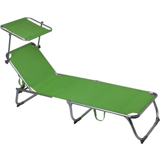 Sonnen Liege ALU klappbar Blende Garten Strand Stuhl Außen Möbel beweglich Textil grün Stahl