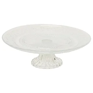 Glasteller auf Fuß Ø 20 cm - Glas-Etagere mit Fuß - Etagere - Konfektschale aus Glas - Glasschale mit Fuß - Tortenständer mit Fuß - Etagere Landhaus Größe Ø 20 cm - H 7 cm