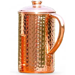 Wasserkrug aus reinem Kupfer, gehämmert, für Ayurveda-Gesundheitsvorteile, 1,5 Liter Kupferkrug aus reinem Kupfer (gehämmerter Krug)