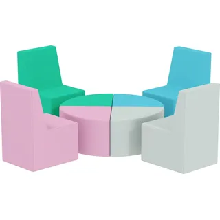 AIYAPLAY 8 TLG. Schaumstoff Bausteine Kinder Softbausteine mit Tisch- und Stuhldesign klettern Bauklötze Weiche Schaumstoffbausteine aus PU Riesenbausteine für Baby & Kleinkinder Mehrfarbig   Aosom