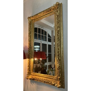 Casa Padrino Barock Spiegel Gold - Rechteckiger Wandspiegel mit Verzierungen - Barock Garderoben Spiegel - Barockstil Wandspiegel - Barock Möbel - Möbel Barockstil - Edel & Prunkvoll