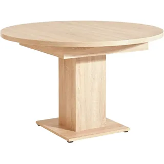 Mäusbacher Esstisch mit Auszug Hugo Ø 104/144 cm Holzoptik Braun Eiche Sägerau