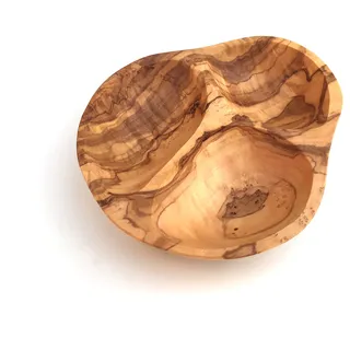 Generisch 3-Fächer Servierschale, Dipschale, Nussschale, aus Olivenholz in Handarbeit