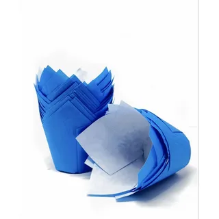 Bakery direct Ltd Blaue Tulpenform Muffinformen, 50 Stück, Einweg, Alltag