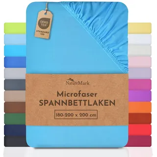 NatureMark Spannbettlaken Mikrofaser-Polyester 180 x 200 - 200 x 200 cm Türkis
