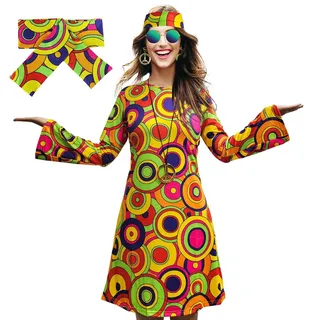 70er Jahre Outfit Damen Casual Rundhals Tunika Damen Langarm 3/4 Arm Shirt Blumen Hippie Kleidung Boho Kleidung Festliches Oberteil Sommer Outfits