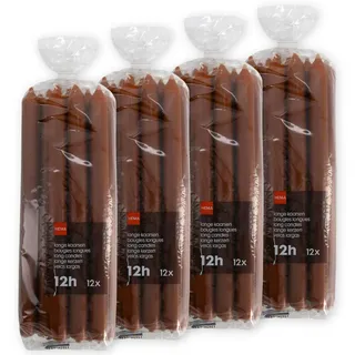 72 Stück Hema XXL lange Stabkerzen 290x22mm Haushaltskerzen Kronenkerzen - Nussbraun (6 Pack x 12er)