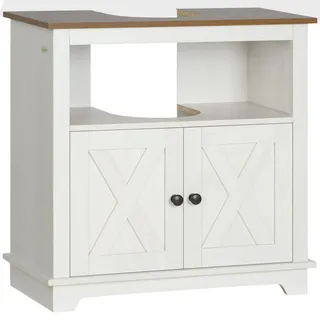 kleankin Waschbeckenunterschrank Landhaus Badezimmerschrank Organizer Doppeltüren Ablagefächer Weiß