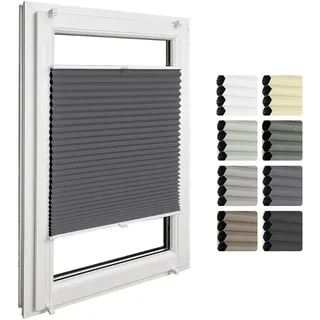 Home-Vision® Premium Doppelplissee Wabenplissee ohne Bohren mit Klemmfix (Weiß-Graphit, B70cm x H120cm) Modern Klemmfix Blickdicht Plissee Sonnenschutz Hitzeschutz Jalousie für Fenster Thermo
