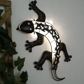 etc-shop LED Außen Solar Wand Leuchte Gecko Design Erdspieß Garten Deko Terrassen Lampe