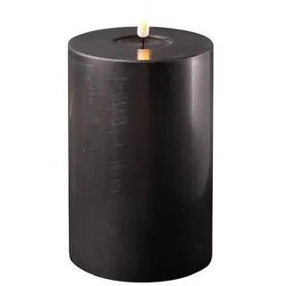 Deluxe Homeart LED Stumpenkerze Real Flame schwarz, 15 cm, Ø 10 cm
